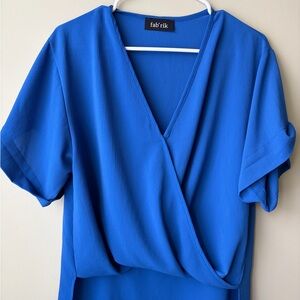 Fab'rik Vibrant Blue V-Neck Blouse